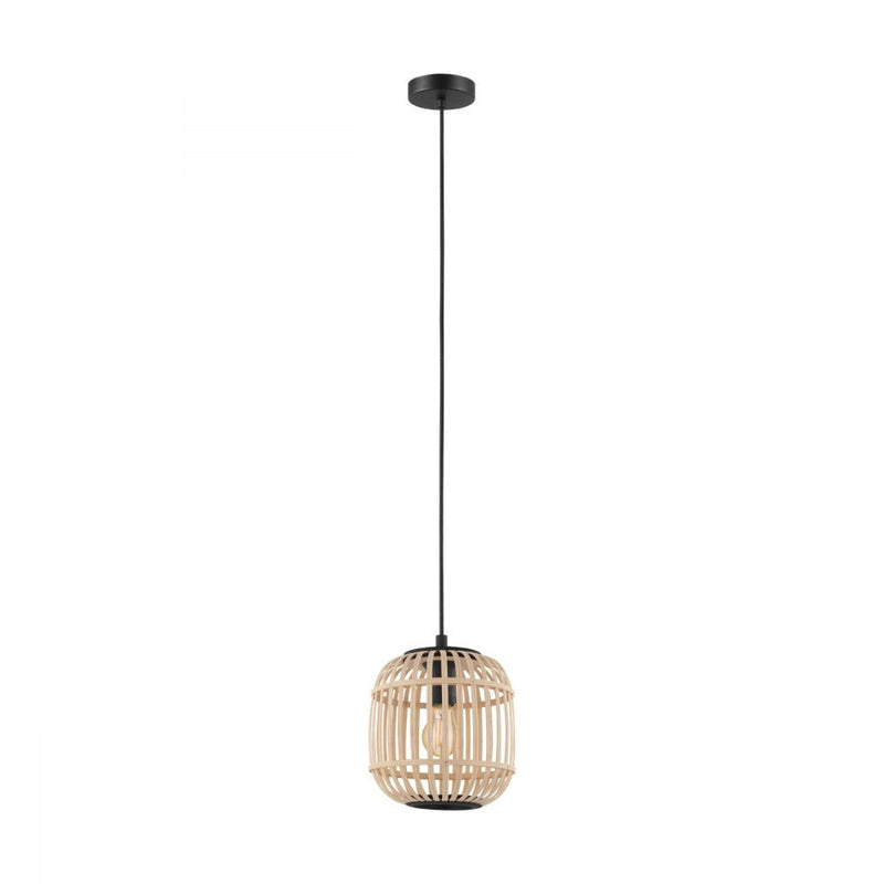 Buy Pendant lights australia - Bordesley 1 Light Pendant Black & Natural 210mm - 43231N