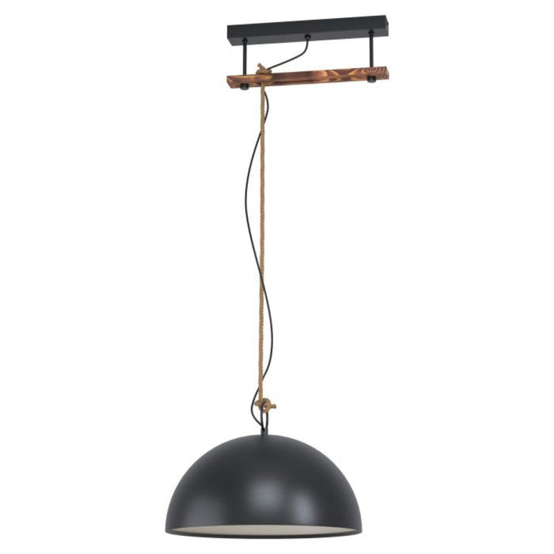 HODSOLL Black Rustic Wood 1 Light Pendant - 43396