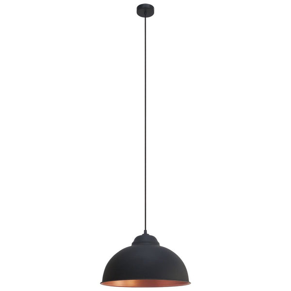 Buy Pendant lights australia - Truro 1 Light Pendant Black & Copper 370mm - 49247