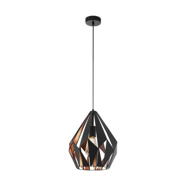 Carlton 1 Light Pendant Medium Black and Copper Steel - 49254N