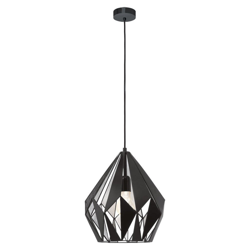 Buy Pendant lights australia - Carlton 1 Light Pendant Black & Silver 310mm - 49255