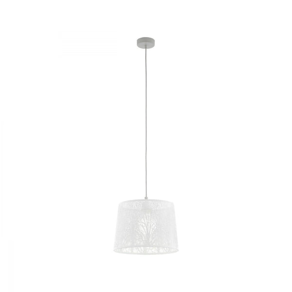 Buy Pendant lights australia - Hambleton 1 Light Pendant Satin Nickel & White 350mm - 49489