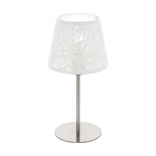 Hambleton 1 Light Table Lamp Satin Nickel & White 350mm - 49844N