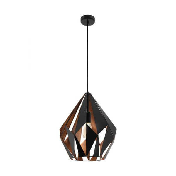 Carlton 1 Light Pendant Large Black and Copper Steel - 49878N