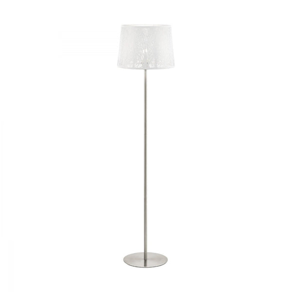 Hambleton 1 Light Floor Lamp Satin Nickel & White 350mm - 49949N