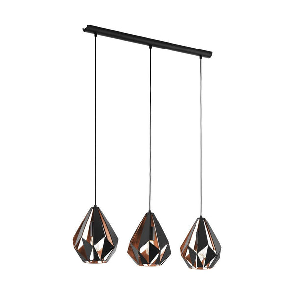 Buy Pendant lights australia - Carlton 3 Light Pendant Black & Copper Coloured - 49991