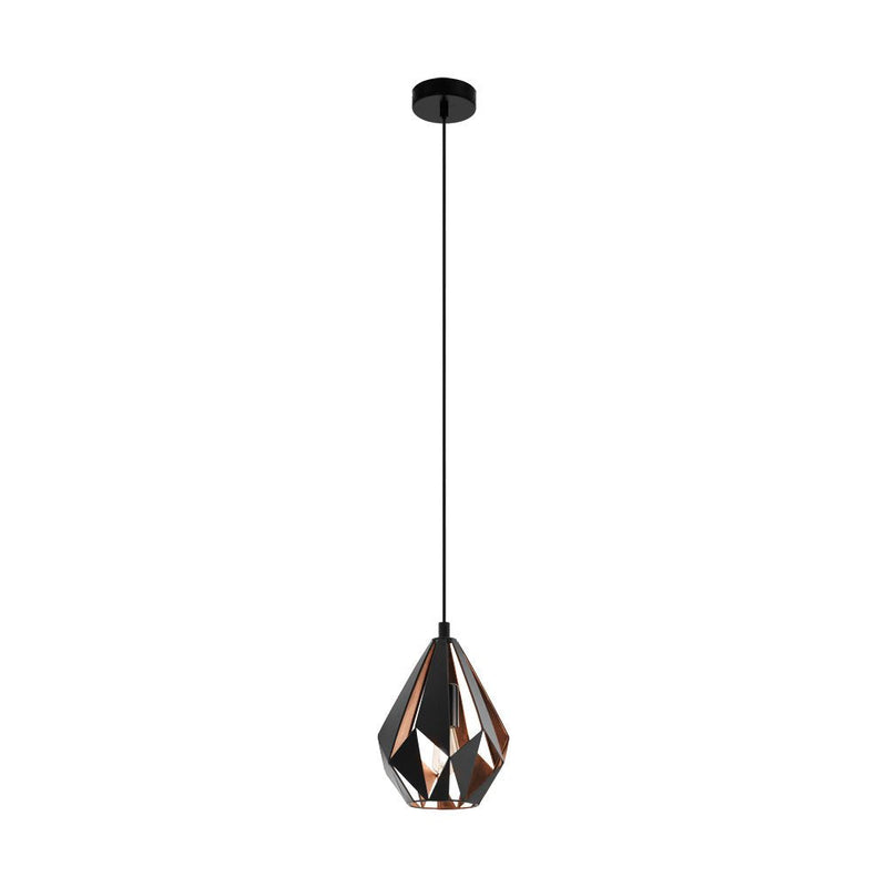 Buy Pendant lights australia - Carlton 1 Light Pendant Black & Copper Coloured 205mm - 49997