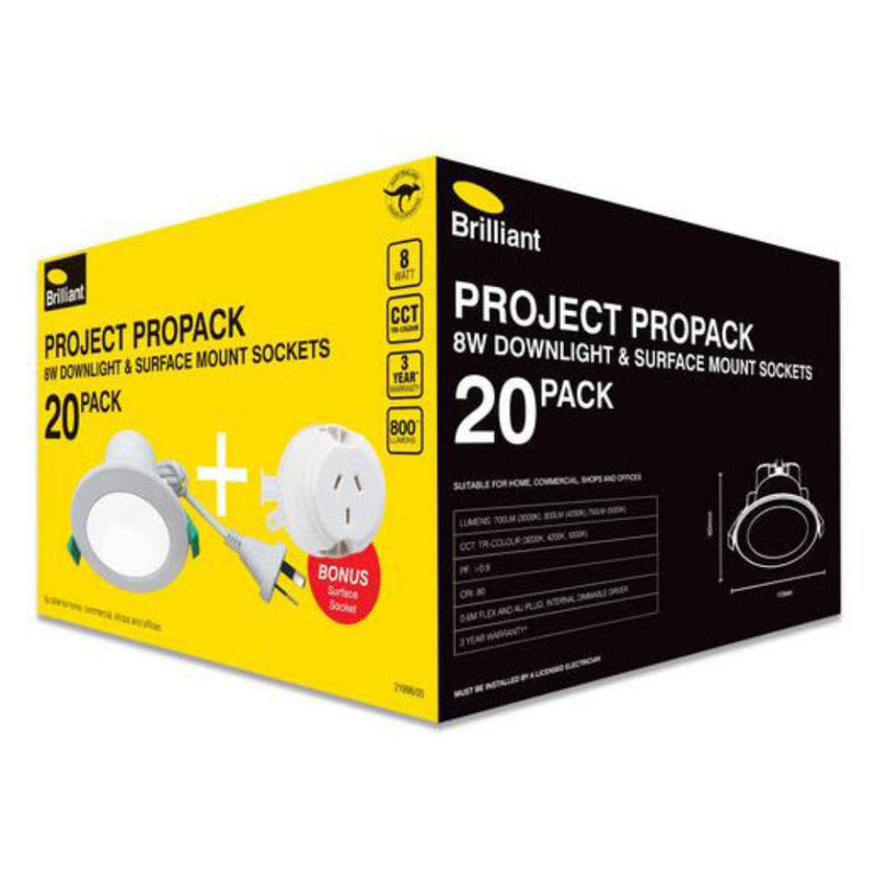 Propack Recessed LED Downlight W115mm 8W White Polycarbonate 3 CCT - 21996/05