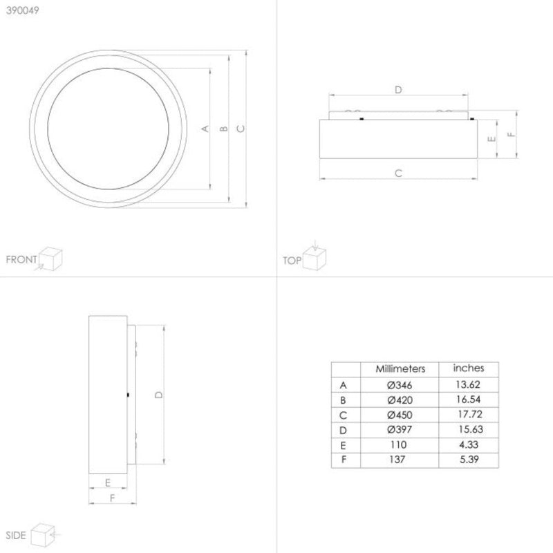 MARGHERA 2 Surface Mounted Downlight 25W Black Steel 3000K - 390049