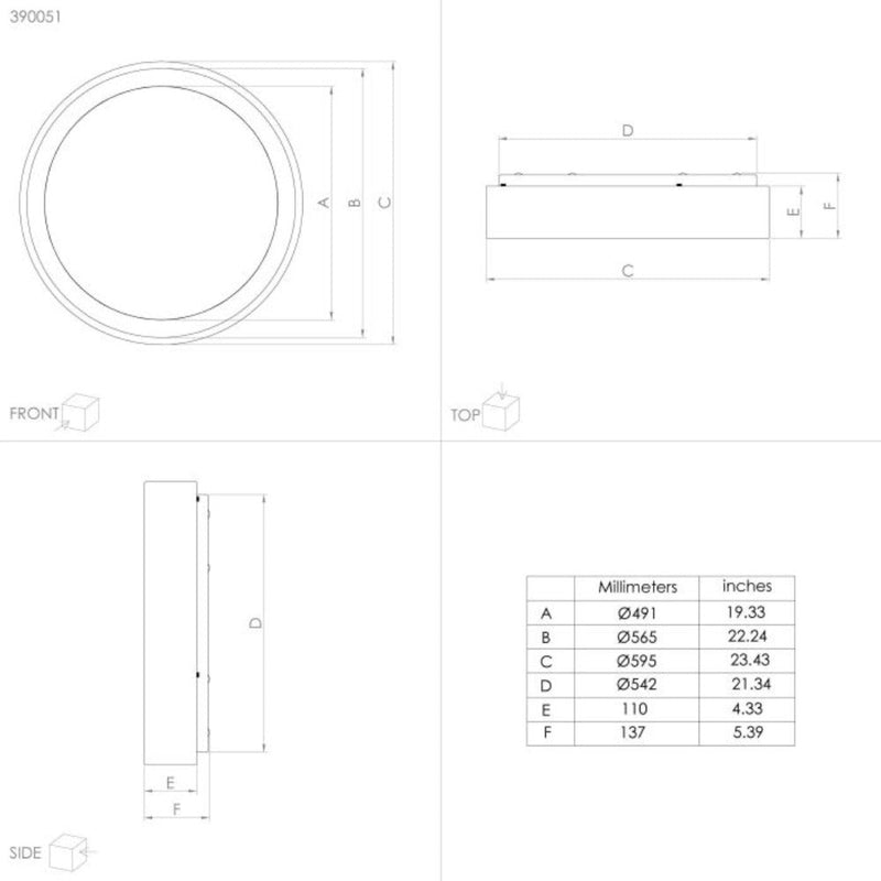 MARGHERA 2 Surface Mounted Downlight 32W Black Steel 3000K - 390051