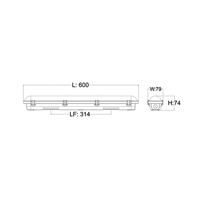 Shieldtri LED Batten Light L600mm PC 3CCT - SHIELDTRI1