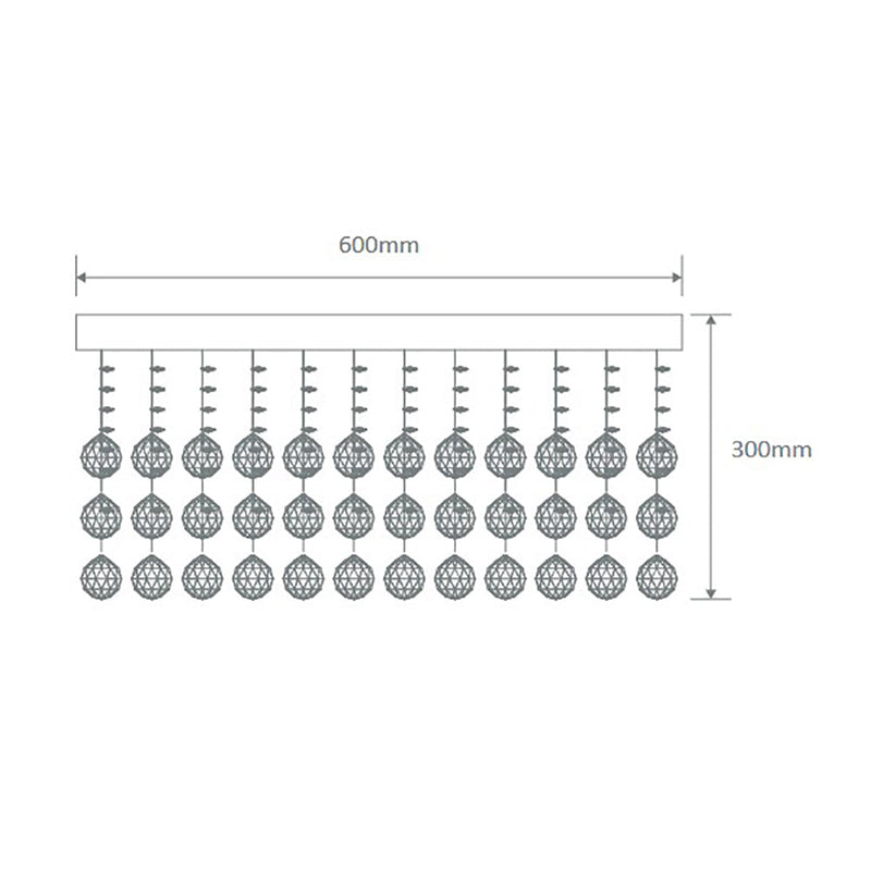 Starlight Ceiling Crystal 4 Lights CTC W600mm Chrome 5000K - 35032