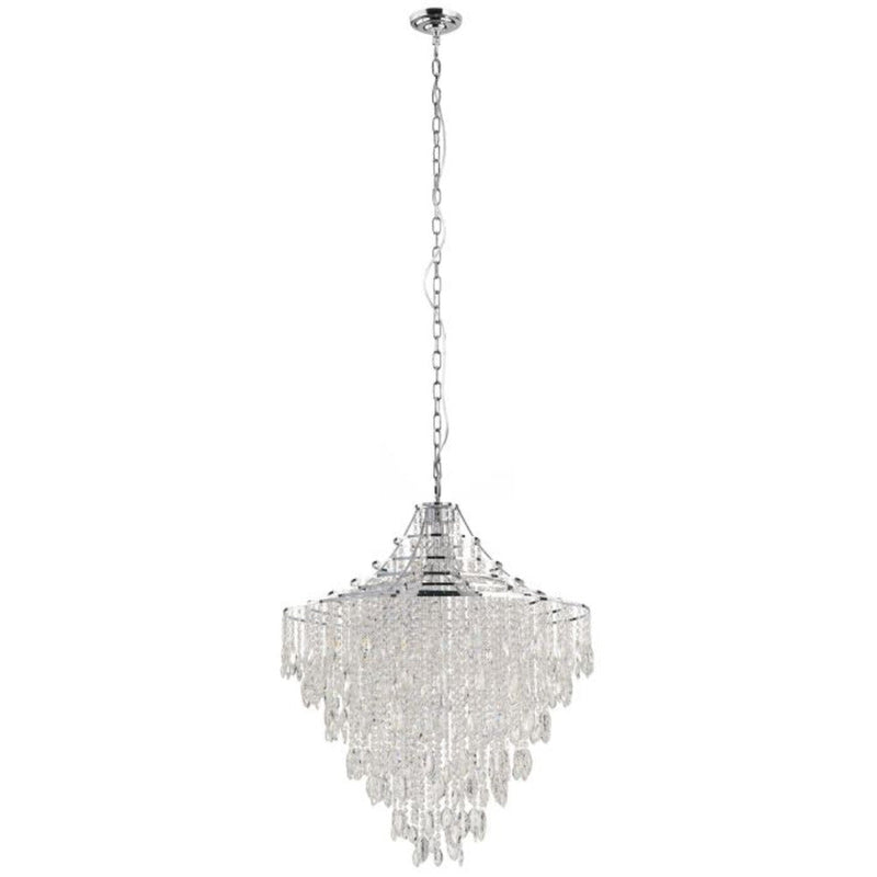 Beires Crystal Pendant 9 Lights Chrome Steel Brilliant Glass - 390263