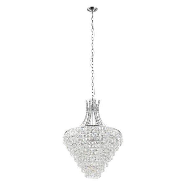 Beires Crystal Pendant 10 Lights Chrome Steel Brilliant Glass - 390264