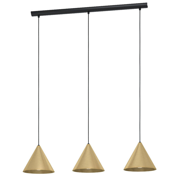 NARICES Pendent 3 Lights Black / Brushed Brass Steel -99592N