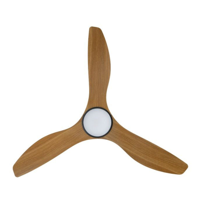 Surf DC Ceiling Fan 48" Burmese Teak LED Light Matt Black - 20549717