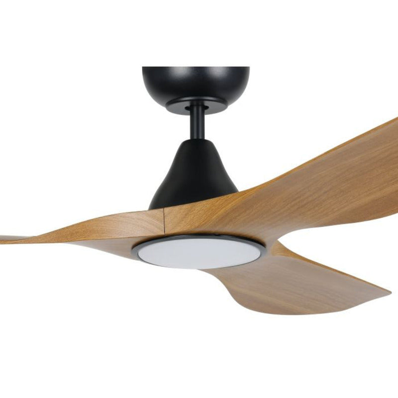 Surf DC Ceiling Fan 48" Burmese Teak LED Light Matt Black - 20549717