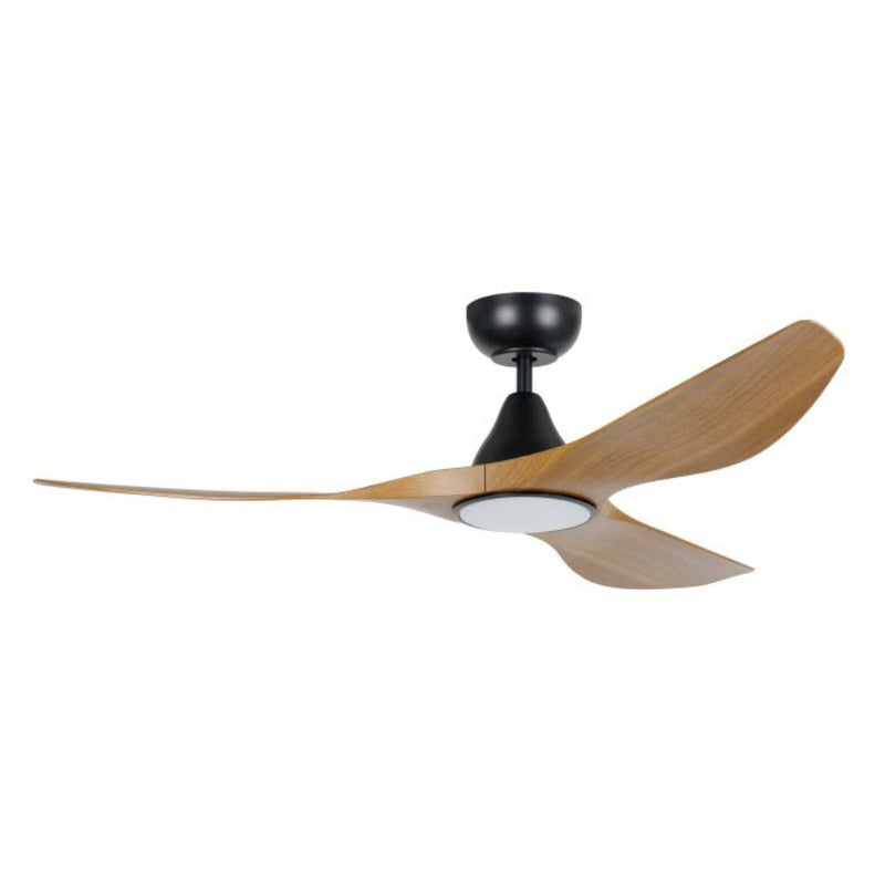 Surf DC Ceiling Fan 48" Burmese Teak LED Light Matt Black - 20549717