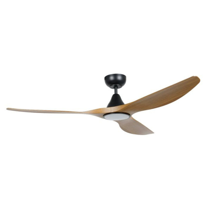 Surf DC Ceiling Fan 60" Burmese Teak LED Light Matt Black - 20550217