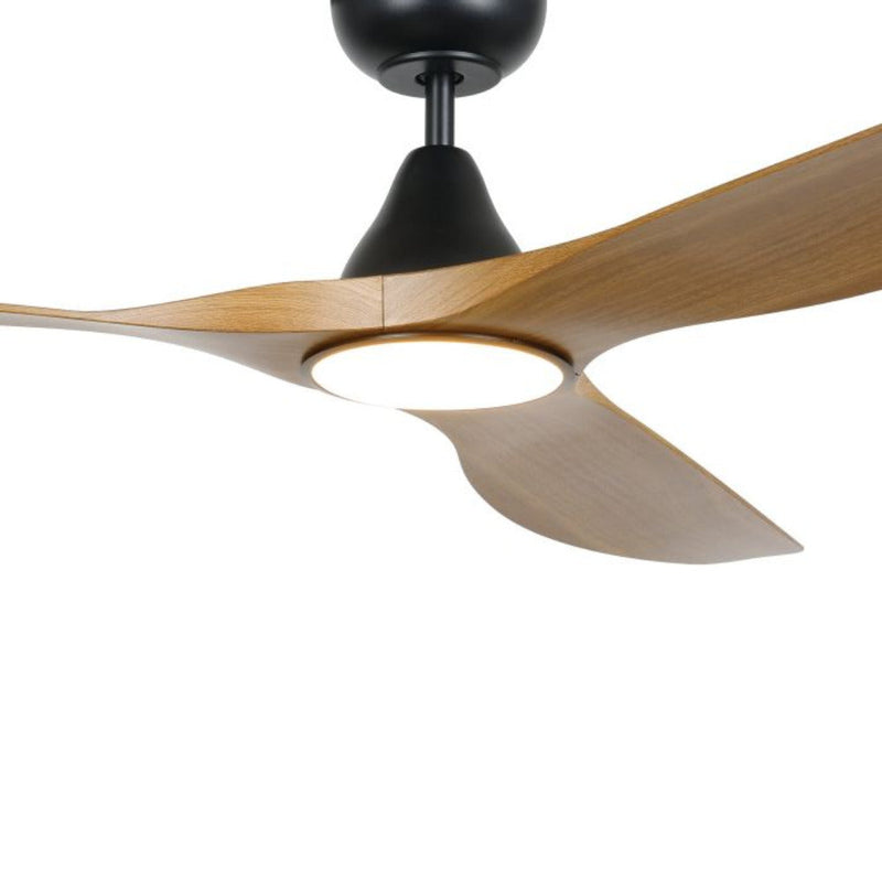 Surf DC Ceiling Fan 60" Burmese Teak LED Light Matt Black - 20550217