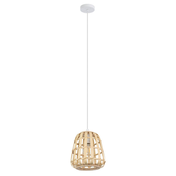 MONTEZUELO Pendent Light White Steel Natural Wood - 390152N