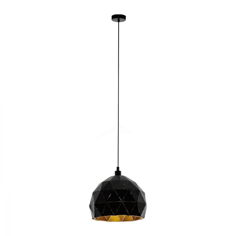 Buy Pendant lights australia - Roccaforte 1 Light Pendant Black & Gold 300mm - 97845N