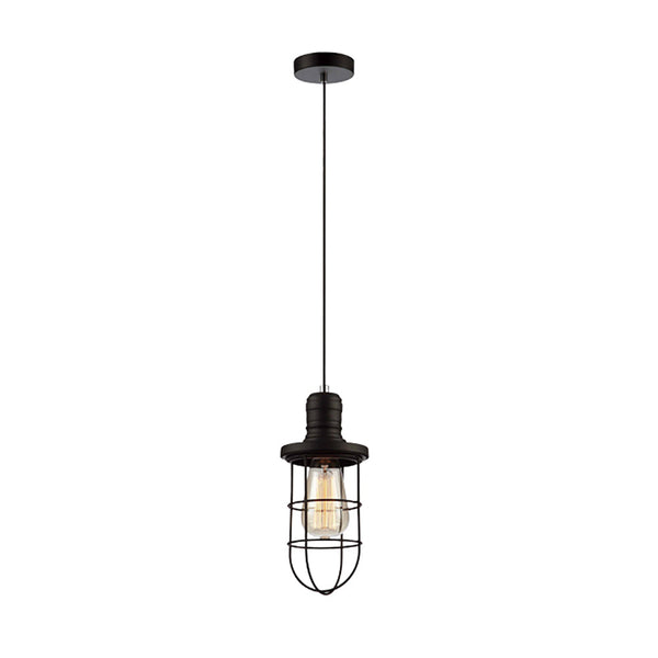 Blackband 1 Light Black Curved Cage Pendant - BLACKBAND1