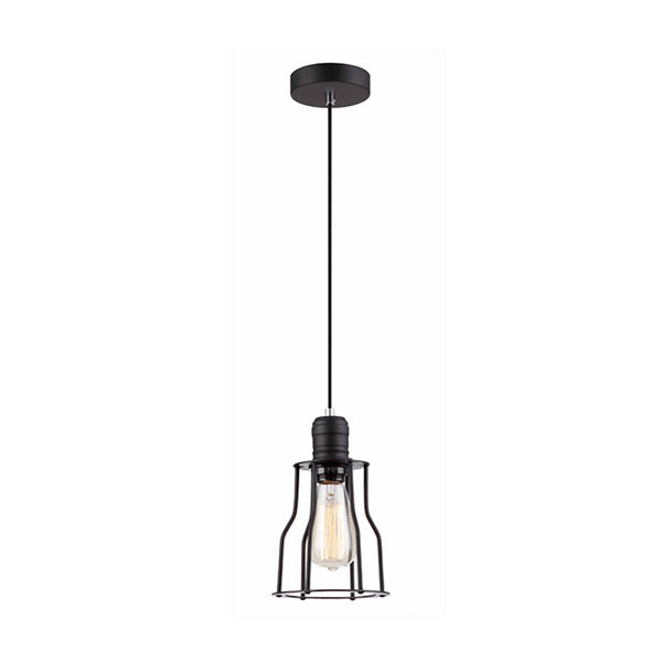 Blackband 1 Light Black Iron Angled Cage Pendant - BLACKBAND2