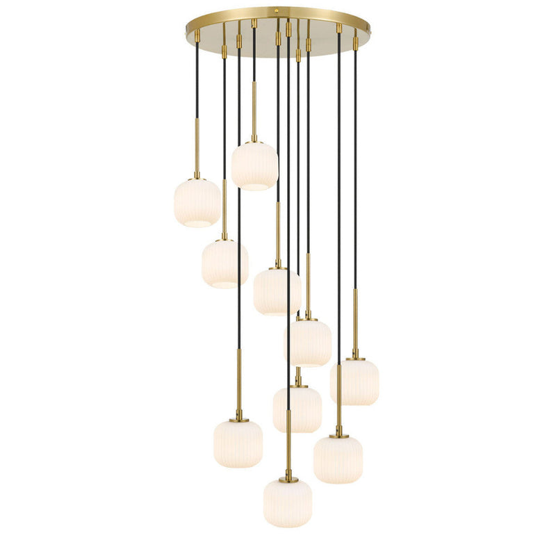 Bobo 10 Light Cluster Pendant Antique Gold & Opal Matt - BOBO PE10-AGOM