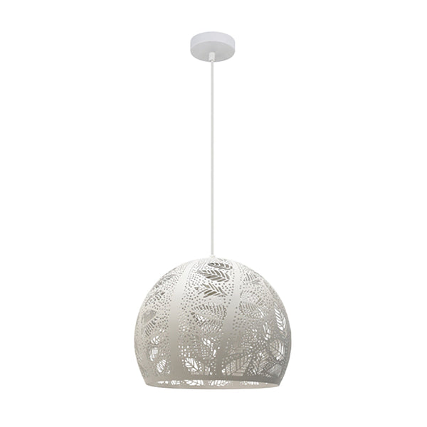 Botanica 1 Light White Embossed Dome Shape Pendant - BOTANICA01