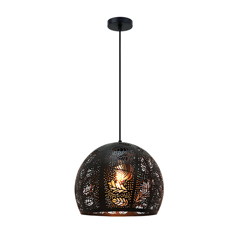 Botanica 1 Light Black Embossed Dome Shape Pendant - BOTANICA02