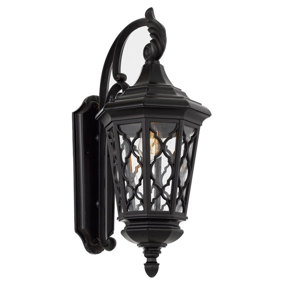 Brinley 1 Light Wall Light Small IP44 Black & Bubble Glass - BRINLEY EX28-BK