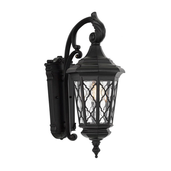 Brinley 1 Light Wall Light Large IP44 Black & Bubble Glass - BRINLEY EX35-BK