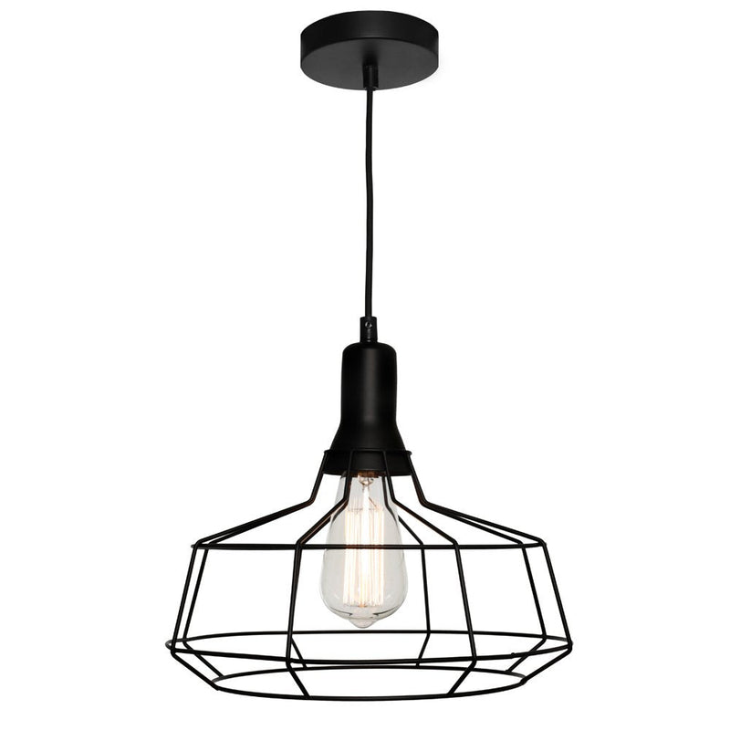 Buy Pendant lights australia - Cage 1 Light Pendant Large Black - CAGE1PLGE