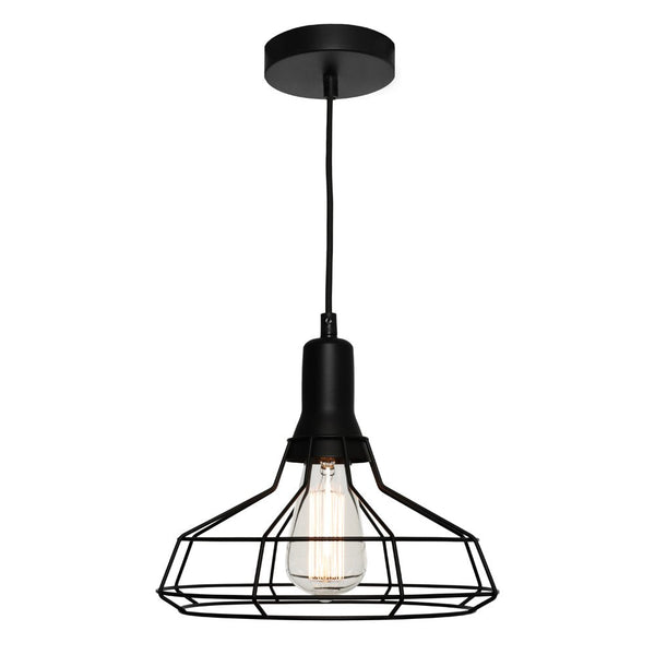 Buy Pendant lights australia - Cage 1 Light Pendant Medium Black - CAGE1PMED