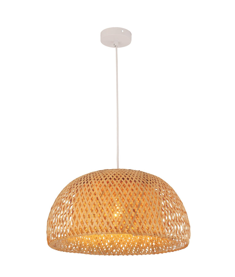 Interior Natural Bamboo Finish 1 Light Pendant 450mm - CANASTA2