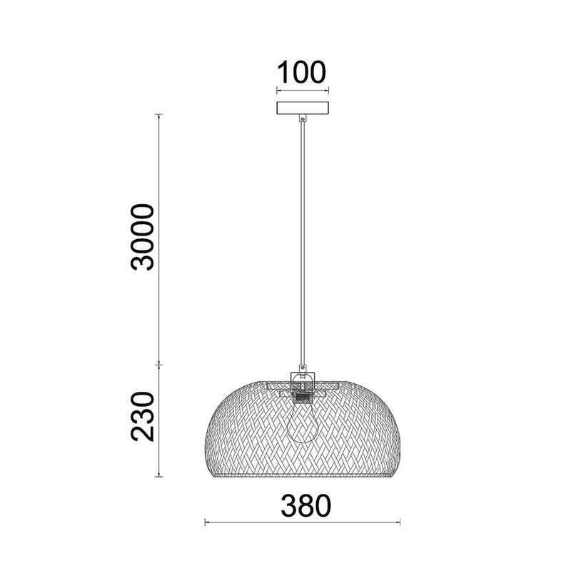 Interior Natural Bamboo Finish 1 Light Pendant 380mm - CANASTA1