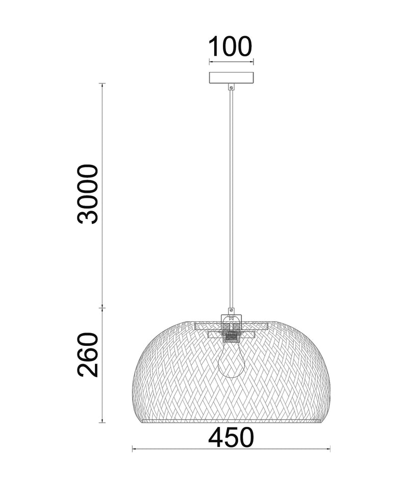 Interior Natural Bamboo Finish 1 Light Pendant 450mm - CANASTA2