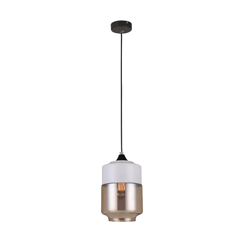 Casa 1 Light Pendant White With Amber Jar Shape Shade - CASA1