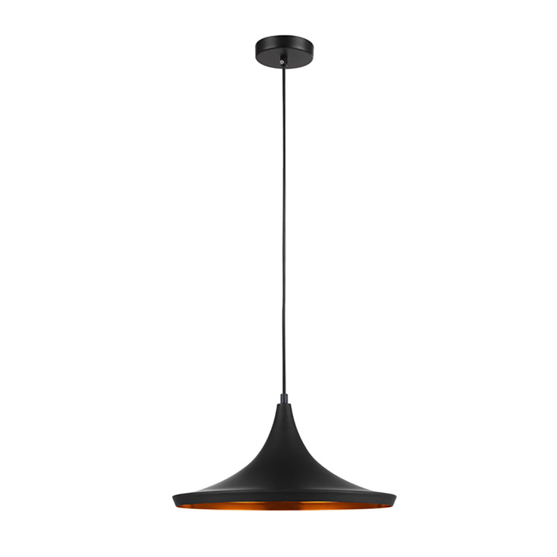 Caviar 1 Light Pendant Black With Maxican Hat Shape Shade - CAVIAR4