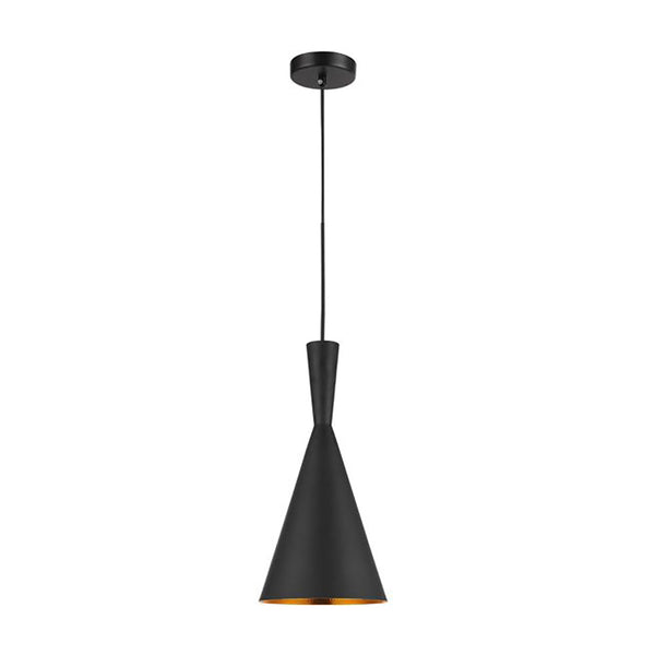 Caviar 1 Light Pendant Black With Cone Shape Shade - CAVIAR6