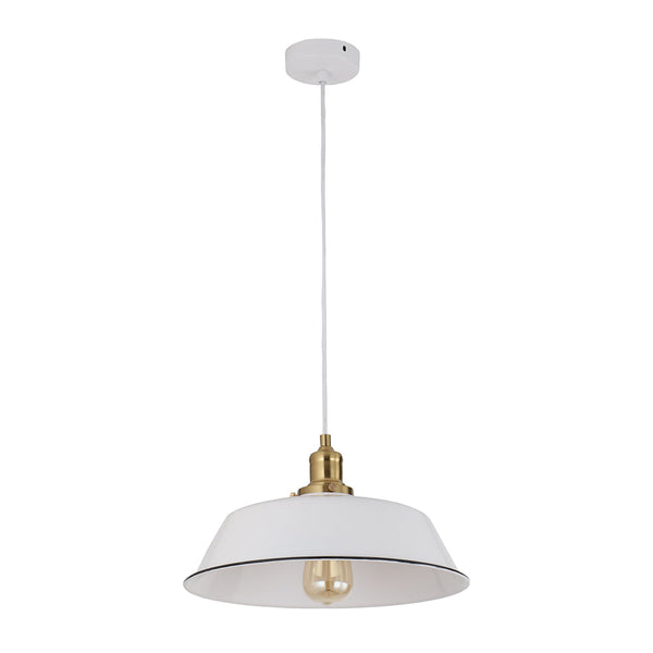 Interior White With Antique Brass 1 Light Pendant - CEREMA2