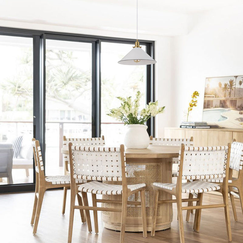 Interior White With Antique Brass 1 Light Pendant - CEREMA3