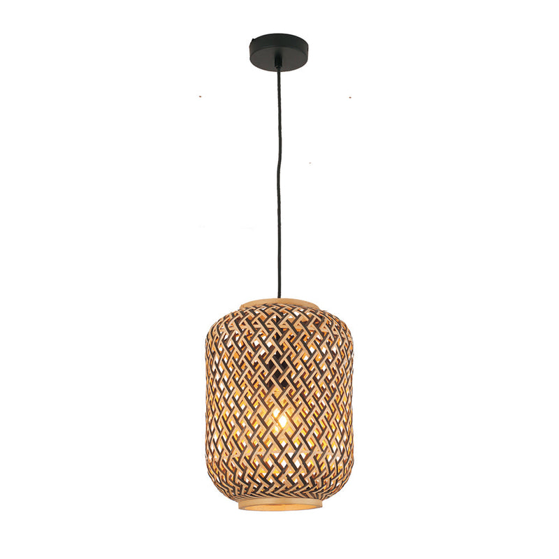 Interior Cylinder Brown/Natural Bamboo Cage 1 Light Pendant - CESTA1