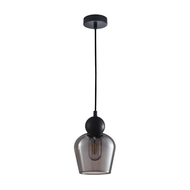 Interior Black Smoke Ellipse Glass Shape 1 Light Pendant - CHAMPAN2