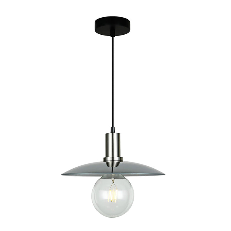 Chapeau 1 Light Pendant Satin Chrome With Smoke Coolie Shape Shade 315mm - CHAPEAU3