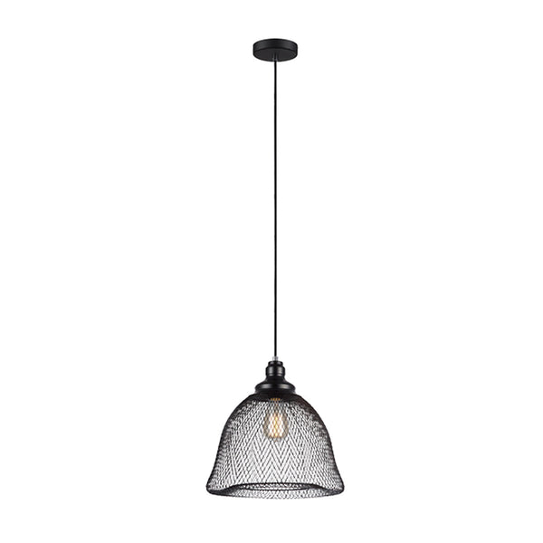 Cheveux 1 Light Pendant Black Iron Mesh Bell Shape - CHEVEUX3