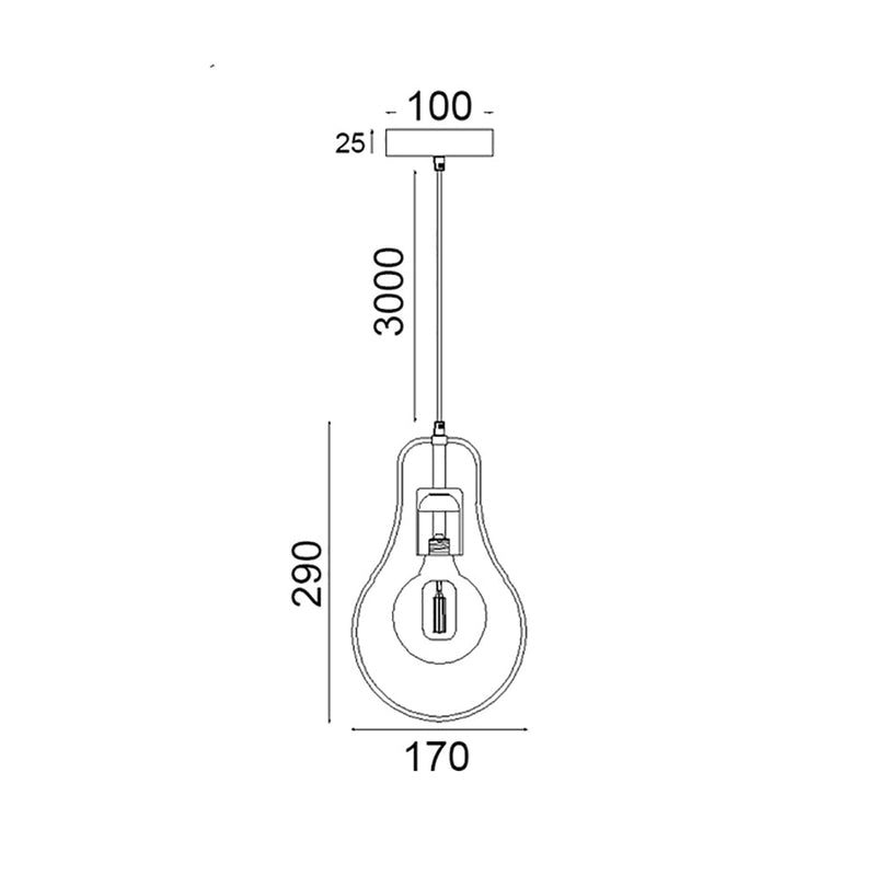 Contour 1 Light Pendant Black Wire Pear Shape - CONTOUR1