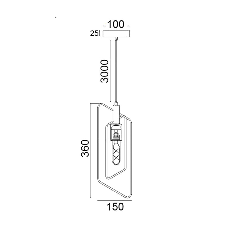 Contour 1 Light Pendant Black Wire Rectangular Shape - CONTOUR2