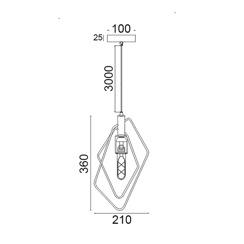 Contour 1 Light Pendant Black Wire Diamond Shape - CONTOUR3